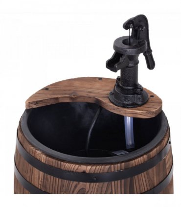 Garden Fountain Water Pump Solid Fir Wood Carbonised Finish 27cm x 27cm x 59cm