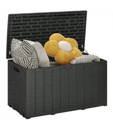 Outsunny 336 Litre Rolling Outdoor Garden Storage Box, Plastic Container, Black