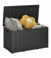 Outsunny 336 Litre Rolling Outdoor Garden Storage Box, Plastic Container, Black