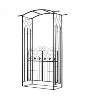 Metal Garden Entrance Arch Matte Black 131cmx49cmx212cm Elegant Outdoor Impact