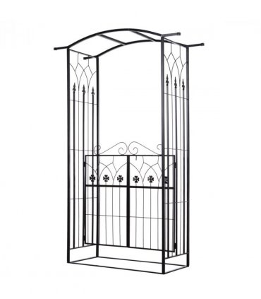 Metal Garden Entrance Arch Matte Black 131cmx49cmx212cm Elegant Outdoor Impact