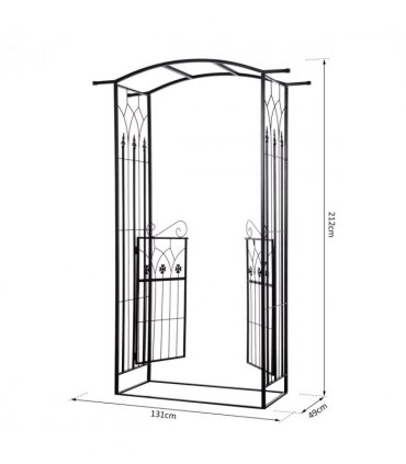 Metal Garden Entrance Arch Matte Black 131cmx49cmx212cm Elegant Outdoor Impact