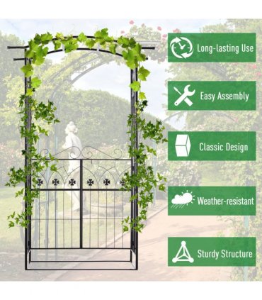 Metal Garden Entrance Arch Matte Black 131cmx49cmx212cm Elegant Outdoor Impact