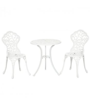 Outsunny Aluminium Bistro Set Garden Coffee Table Chair Outdoor Dining Set