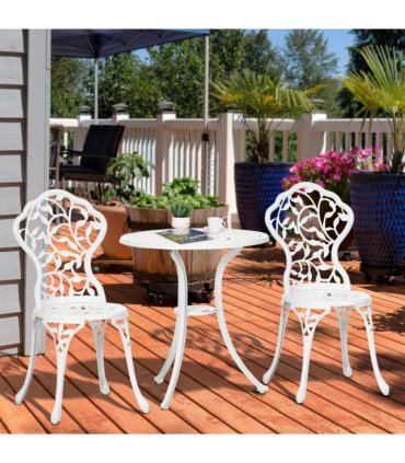 Outsunny Aluminium Bistro Set Garden Coffee Table Chair Outdoor Dining Set