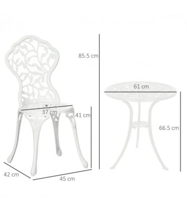 Outsunny Aluminium Bistro Set Garden Coffee Table Chair Outdoor Dining Set