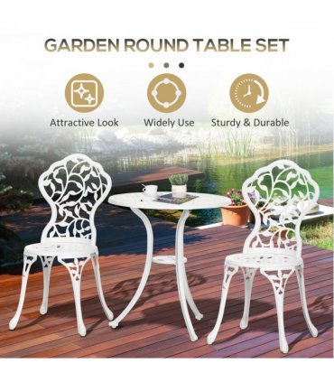 Outsunny Aluminium Bistro Set Garden Coffee Table Chair Outdoor Dining Set