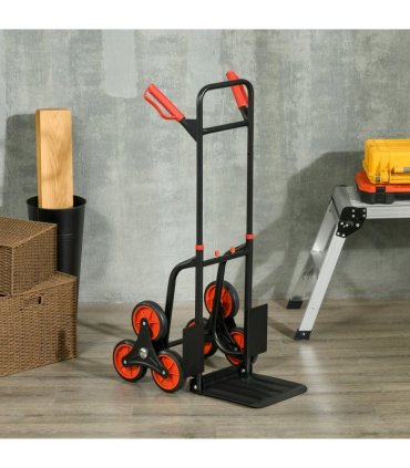 DURHAND Climbing Stairs Trolley Hand Trucks 6-Wheels Foldable Load Cart Steel