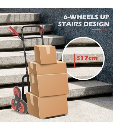DURHAND Climbing Stairs Trolley Hand Trucks 6-Wheels Foldable Load Cart Steel