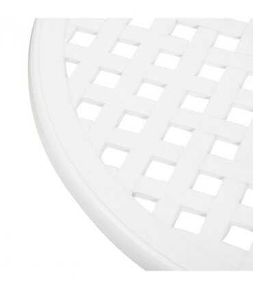 Garden Table Set White Aluminium 66cm Round Table 2 Chairs Outdoor Furniture
