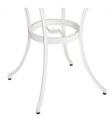Garden Table Set White Aluminium 66cm Round Table 2 Chairs Outdoor Furniture