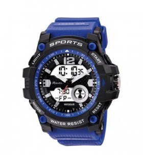 Watch Ravel Adults Ana-Digi Dual time 5ATM Sports Cobalt Blue 10.00 cm PU strap