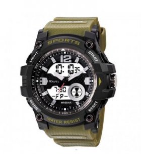 Sports Watch Ravel Adults Ana-Digi Dual time 5ATM Sports Khaki Watch RDT.2B