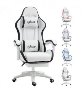 Gaming Chair Vinsetto Racing Style Reclining Footrest Black Faux Leather 65cm