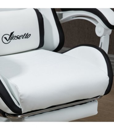 Gaming Chair Vinsetto Racing Style Reclining Footrest Black Faux Leather 65cm