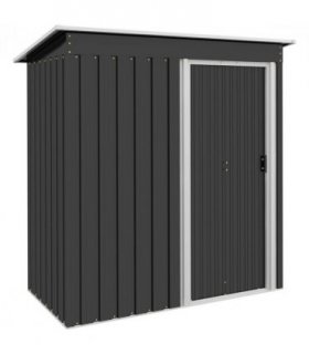 Garden Storage Shed Black 163 cm x 89 cm x 182 cm Galvanized Color Steel Sliding