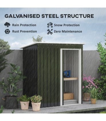Garden Storage Shed Black 163 cm x 89 cm x 182 cm Galvanized Color Steel Sliding