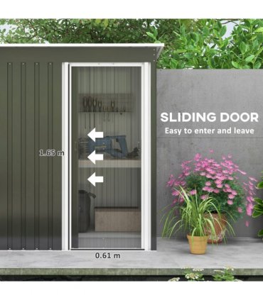 Garden Storage Shed Black 163 cm x 89 cm x 182 cm Galvanized Color Steel Sliding