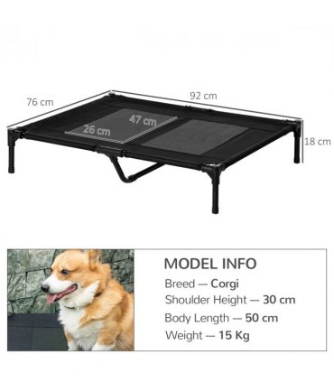 PawHut Large Pet Cot Portable Dog Cat Sleep Bed Elevated Camping Outdoor Black