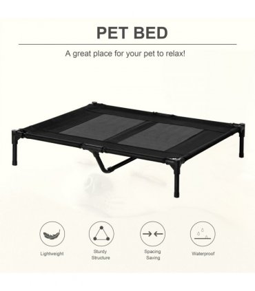 PawHut Large Pet Cot Portable Dog Cat Sleep Bed Elevated Camping Outdoor Black