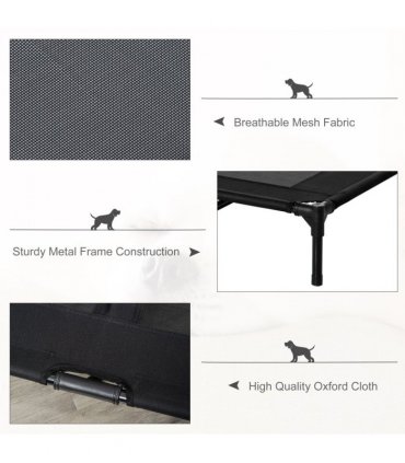 PawHut Large Pet Cot Portable Dog Cat Sleep Bed Elevated Camping Outdoor Black