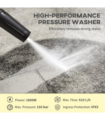 DURHAND Portable Power Washer 1800W, 150 Bar, 510 L/h for Garden, Car, Furniture