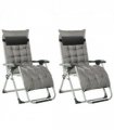 Outsunny 2 PCS Reclining Zero Gravity Chair Folding Lounger Cushion Dark Grey
