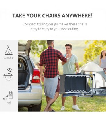 Outsunny 2 PCS Reclining Zero Gravity Chair Folding Lounger Cushion Dark Grey