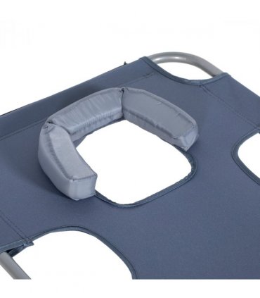 Outsunny Beach Chaise Lounge Portable Adjustable Backrest with Face Cavity Grey