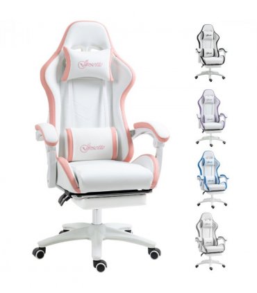 Vinsetto Racing Style Gaming Chair with Reclining Function Footrest, Pink