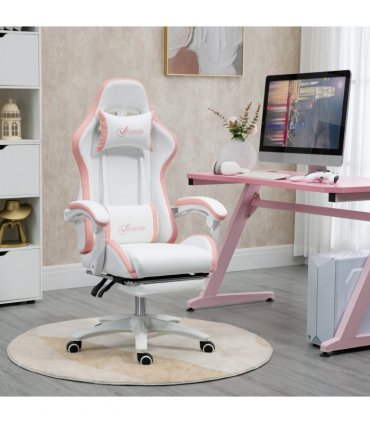 Vinsetto Racing Style Gaming Chair with Reclining Function Footrest, Pink