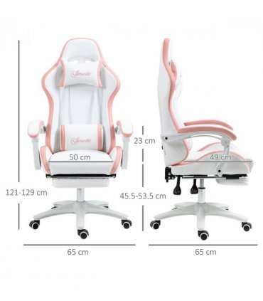 Vinsetto Racing Style Gaming Chair with Reclining Function Footrest, Pink