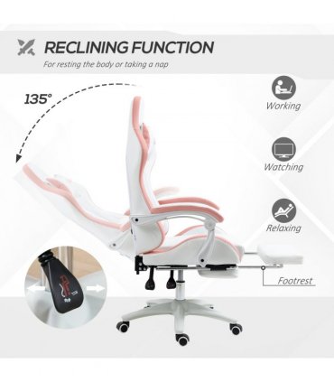 Vinsetto Racing Style Gaming Chair with Reclining Function Footrest, Pink