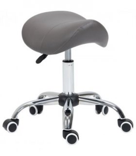 HOMCOM PU Leather Saddle Stool w/ Moulded Padded Seat Adjustable Height Grey