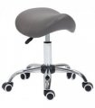 HOMCOM PU Leather Saddle Stool w/ Moulded Padded Seat Adjustable Height Grey