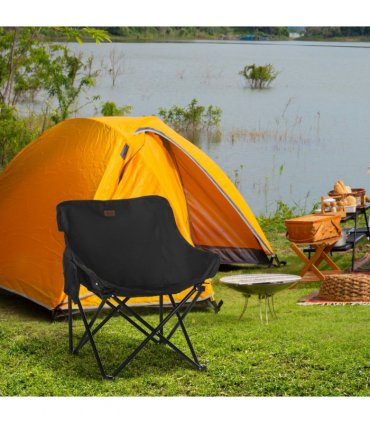 Camping Chair Fabric Black 61W x 54D x 66H cm Outsunny Folding Camping Chair