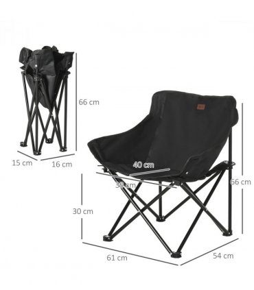 Camping Chair Fabric Black 61W x 54D x 66H cm Outsunny Folding Camping Chair
