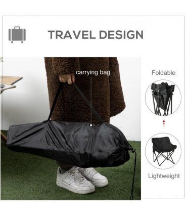 Camping Chair Fabric Black 61W x 54D x 66H cm Outsunny Folding Camping Chair