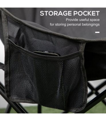 Camping Chair Fabric Black 61W x 54D x 66H cm Outsunny Folding Camping Chair