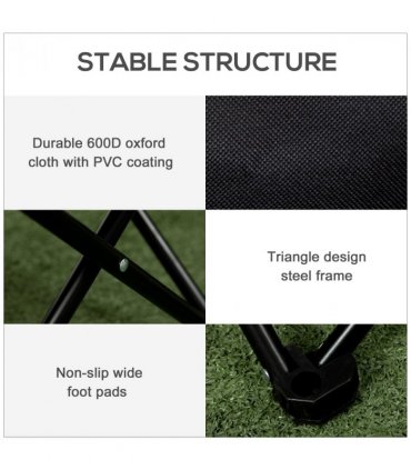 Camping Chair Fabric Black 61W x 54D x 66H cm Outsunny Folding Camping Chair