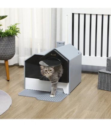 PawHut Hooded Cat Litter Tray with Scoop Drawer Pan, Handle, Deodorant