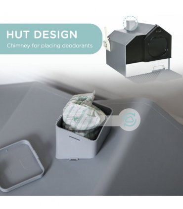 PawHut Hooded Cat Litter Tray with Scoop Drawer Pan, Handle, Deodorant