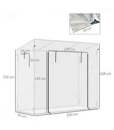 Greenhouse Steel White 200cm x 76cm x 150-168cm Walk-in Garden Plant Warm House