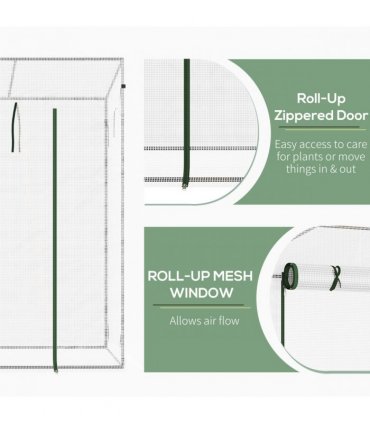 Greenhouse Steel White 200cm x 76cm x 150-168cm Walk-in Garden Plant Warm House