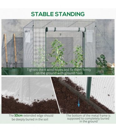 Greenhouse Steel White 200cm x 76cm x 150-168cm Walk-in Garden Plant Warm House