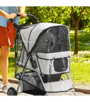Dog Stroller Rain Cover Clear 60 x 34 x 68 cm Lightweight Portable Easy Access