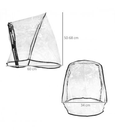Dog Stroller Rain Cover Clear 60 x 34 x 68 cm Lightweight Portable Easy Access