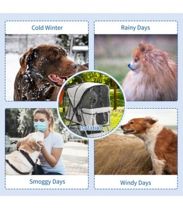 Dog Stroller Rain Cover Clear 60 x 34 x 68 cm Lightweight Portable Easy Access