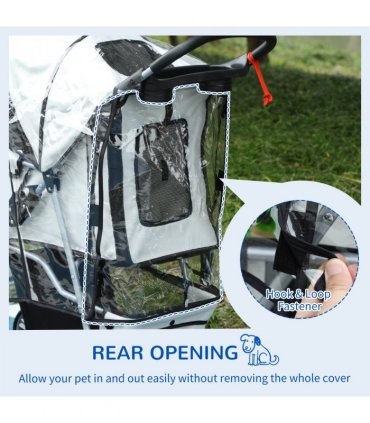 Dog Stroller Rain Cover Clear 60 x 34 x 68 cm Lightweight Portable Easy Access