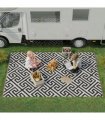 Outdoor Rug Black Plastic Straw 182cm x 274cm Lightweight Foldable Polypropylene